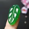 Colgante de rama dorada de ágata, hoja de jade, adorno de hoja completa de jade de calcedonia verde