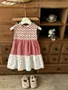Vestido de retazos florales para niña 2026 Verano Más vendido Vestido de pastel a cuadros Vestido largo dulce de princesa para niños Moderno