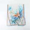 Elegante Bufanda de Seda Estampado de Magnolia Flor Cortada Primavera y Verano Bufanda Larga Grande Chal de Viaje de Alta Gama Protector Solar Bufanda para Mujer Pañuelo para la Cabeza