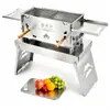 Grelha de churrasco em aço inoxidável, grelha de churrasco para acampamento ao ar livre, grelha de churrasco dobrável, suporte de grelha portátil, item de presente 03, chapa de grelha deluxe