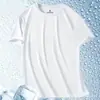Camiseta de manga corta holgada, talla grande, de seda helada para hombre, cuello redondo, estilo atlético casual, secado rápido, top versátil