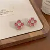 Pendientes de Tachuela con Colgante de Flor de Circonita Cúbica Plata Aguja Frescos Dulces Moda Exquisitos Pendientes Nicho de Gama Alta Versátiles para Mujer