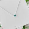 Collar de Plata de Ley S925 Estilo Coreano para Mujer Colgante Cuadrado Pequeño Geométrico de Zircón Natural Imitación Turmalina Azul Verde Paraíba para Mujeres
