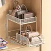 Organizador de almacenamiento de bolsas, estante con paneles divisores, vitrina, estante de múltiples niveles extraíble para ahorrar espacio para armario