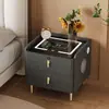 Mesa de noche inteligente multifuncional Lujo ligero Gama alta Almacenamiento para dormitorio Audio Bluetooth Carga inalámbrica Mesa de noche Venta al por mayor