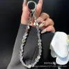 Corrente de Celular de Cristal Contas Lisas Simples Corrente Pendente Feita à Mão com Contas Pulseira de Chaveiro de Placa de Metal Venda por Atacado