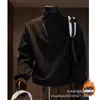 Moletom masculino com zíper estilo americano e estampa de espinha de peixe, camiseta de manga longa pesada com forro de fleece para outono/inverno, gola alta, camada interna/base
