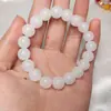 Pulsera de Imitación de Vidrio Jade Blanco para Mujer, Pulsera Sencilla y Elegante de Perlas Redondas, Joyería al por Mayor Fuente de Transmisión en Vivo