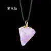 Venta Caliente Transfronteriza Piedra Cruda de Cristal Natural Rosa Morado Amarillo Blanco Colgante de Red de Seda Collar Irregular Adornos Colgantes de Cadena de Lana