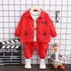 Roupas de Trabalho Novas para Meninos Primavera e Outono Terno Bonito Moda Infantil Calças de Manga Comprida Conjunto de Três Peças Roupas Casuais Infantis