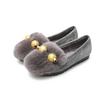 T30 Huidong Yixinda 2025 Sapatos Versáteis de Exterior com Sola Grossa e Bico Redondo Sapatos de Pelúcia de Pele de Coelho para Inverno