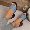 Em Estoque Atacado 2025 Verão Estilo Europeu e Americano Sandálias Femininas Abertas na Ponta, Sandálias Fashion de Salto Anabela Estampa de Leopardo Slip-On para Mulheres