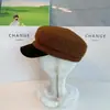 Gorra de pescador de punto simple de metal retro estilo coreano para mujer, otoño e invierno, estilo británico, versátil, sombrero ecuestre para estilizar el rostro