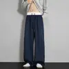 Pantalones de chándal rectos de peso pesado con caída, de estilo americano/personalizado, con cintura de color block de marca de moda para hombres y mujeres, holgados y estilizados para deportes y ocio de otoño