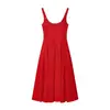 Ins Moda Europeia e Americana Transfronteiriça 2026 Nova Moda Elegante Roupas Femininas Atacado Vestido de Alça Fina Patchwork Estampado Vestido de Comprimento Médio