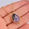 Colgante Retro de Piedra Natural de Nuevo Estilo Transfronterizo, Abrevible, Color Dorado, Collar Caja de Cenizas, Colgante Conmemorativo