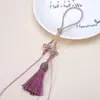 Cuerda de Mano Nudo Chino Colgante de Borla Estilo Tíbet Accesorios Lanyard para Teléfono DIY Colgante para Coche Colgante de Borla con Perla Dorada
