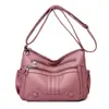 Nova Bolsa Feminina para Meia-Idade Multicamadas Grande Capacidade Bolsa de Ombro Couro Macio Transfronteiriça Bolsa para Mãe Elegante Versátil Bolsa Transversal Atacado