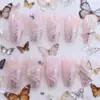 Venta Caliente Comercio Exterior Uñas Artísticas Uñas Portátiles Moda Sencilla Fresco Línea de Purpurina Mariposa Larga Ballet Uñas Portátiles Mayoreo