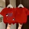 Camiseta de Manga Corta de Algodón Puro para Niñas Verano Delgada Moda Estampada Top Estilo Coreano para Niños Suelto, Cómodo y Versátil Top de Media Manga