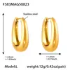 Miduoduo Fivela Polida Fina Brincos Elétricos em Forma de U Bicolor Aço Inoxidável Banhado a Ouro 18K Real Brincos Estilo Novo Versátil Europeu e Americano
