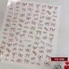 Pegatinas de Arte para Uñas con Lazo Francés Color Borgoña Popular entre Celebridades de Internet Lazo de Cinta Rojo de Año Nuevo Accesorios para Uñas