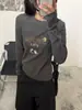Corea del Sur Dongdaemun Espacio Visual Mujer 2026 Primavera Linda Caricatura Pato Donald Camiseta de Manga Larga