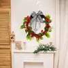 Corona de Guirnalda Artificial Navideña Decoración para Fiestas Navideñas en Casa Adorno Colgante Anillo de Guirnalda con Frutas Rojas Adorno para Colgar en la Puerta