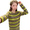 Suéter de punto calado con cuello redondo para mujer, nuevo estilo primavera y otoño 2026, holgado y casual, versátil, de manga larga, fino, top básico