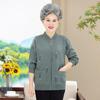 Cardigan com Zíper para Mulheres de Meia-Idade e Idosas, Manga Longa, Blusa Solta, Moda, Gola Alta, Bordado, Forro de Lã de Carneiro, Espessado, Roupa Externa de Lã de Cordeiro