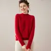 Suéter de Cashmere Espesso e Quente para Mulheres, Redutor de Idade, Amigo da Pele, Gola Alta Meia-Boca, Manga Longa, Novo Estilo Tricotado Outono e Inverno 2025