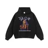 Nova Marca de Moda Chinesa Moletom Estampa Retro Americana Lavado Desgastado com Capuz Solto Top Hoodie Masculino e Feminino Tendência