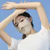 Maquiagem de verão sem maquiagem seda gelo tridimensional protetor solar sem marca máscara feminina anti-ultravioleta nylon malha respirável máscara de proteção solar