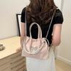 Bolso pequeño para mujer, novedad de 2024, estilo casual, tipo mariposa, bandolera de hombro, con textura, con cadena de perlas.