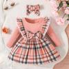 Vestido de manga comprida para meninas transfronteiriças Outono e inverno Vestido infantil de Natal pago Bebê Bebê Saia vermelha Vestido linha A