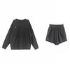 Traje gris de moda europea y americana para mujer, suéter holgado con letras, ropa deportiva informal, pantalones cortos, traje de otoño de dos piezas