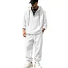 Conjunto de moletom com capuz e calça jogger de linho respirável, casual, versátil, moda masculina, pronto para envio transfronteiriço da fábrica