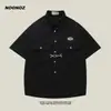 Nova Marca de Moda Camisa de Manga Curta Retrô com Padrão de Waffle Masculina Verão Street Style Americano College Camisa Versátil para Casal