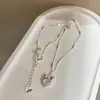 Collar de Perlas Naturales Barrocas Coreanas con Forma de Corazón y Colgante de Lazo para Mujer, Simple y Dulce, Cadena Suave para Clavícula