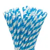 25 Peças em Estoque Atacado 6*197 Canudos de Papel Listrados Descartáveis Degradáveis Coloridos para Bebidas Chá de Leite