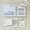Juego de cubiertos de acero inoxidable para pastel caja de regalo suministros para fiesta de repostería juego de siete piezas de cubiertos y cucharas juego de vajilla de cumpleaños