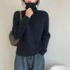 Suéter Pulóver de Cuello Alto Holgado Sencillo Estilo Coreano para Mujer Otoño Invierno Nuevo Estilo Adelgazante Versátil Top Básico de Punto