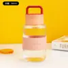 Copo de Vidro Colorido Macaron com Alça, Copo de Água Portátil Antiescaldante, Transparente com Capa, Suporte para Celular, Copo de Presente com Logo Impresso