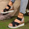 Comercio exterior transfronterizo talla grande verano cuerda de cáñamo paja suela gruesa tacón alto sandalias de punta abierta sandalias de cuña para mujer 36-43 yardas