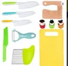 Juego de Cuchillos de Cocina de Plástico para Niños, Moldes para Galletas, Delantal Estampado de Papa, Guantes, Cuchillo Ondulado para Papa, Tabla de Cortar, Traje