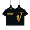 2024 VLONE Camiseta de Manga Corta Serie V Grande Estampado de Estrella V Camiseta de Manga Corta para Parejas Hombres y Mujeres Tendencia High Street Personalizada