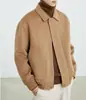 Em estoque jaqueta piloto de lã dupla face outono e inverno masculina curta solta casual moderna espessada masculina de lã externa
