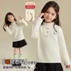 Camiseta Base Gruesa Forrada de Felpa para Niñas Otoño e Invierno 2025 Nuevo Estilo Cuello Semi-Alto Encaje Cálida Integrada de Felpa Venta al por Mayor