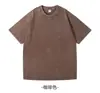 Camiseta Unisex Vintage Lavada Cuello Redondo 230g Algodón Peinado Retro Holgada Casual Hombro Caído Top de Verano Camiseta Transfronteriza