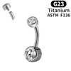 Anillo de Ombligo de Titanio F136 Rosca Interna Bisel Cilindro de Circonio 5A Stud para Ombligo G23 Titanio Joyería para Piercings Transfronteriza Stud para Ombligo Femenino